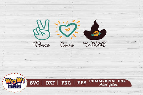 Peace love witch svg, spooky svg, Halloween cutting file, 31st october svg, Halloween svg, Halloween cricut files, halloween, Trick or treat SVG Wowsvgstudio 