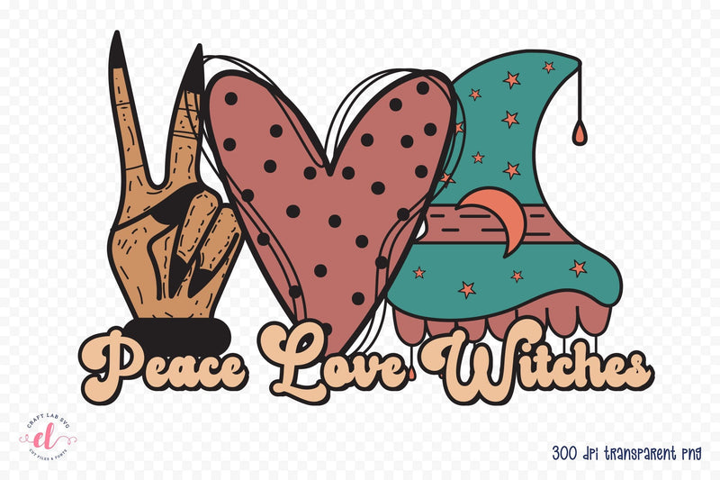 Peace Love Witches | Halloween Witch Sublimation Sublimation CraftLabSVG 