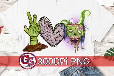 Peace Love Zombies PNG-Halloween PNG Sublimation Greedy Stitches 
