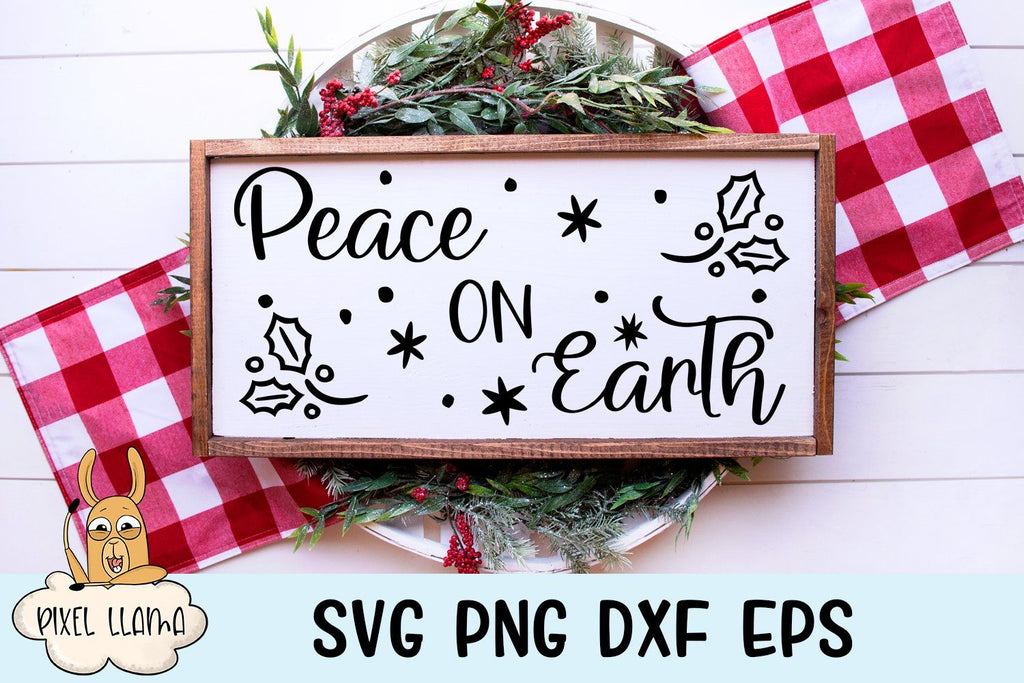 Peace On Earth Christmas Sign SVG - So Fontsy