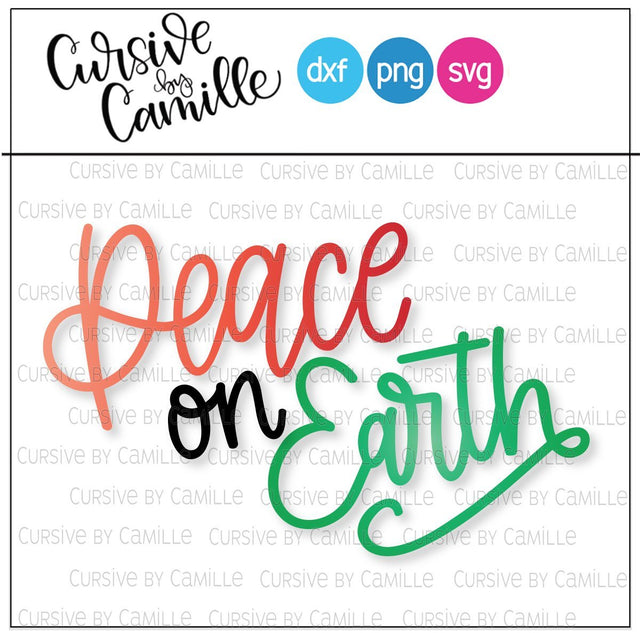 Peace On Earth Hand Lettered Cut File SVG SVG Cursive by Camille 