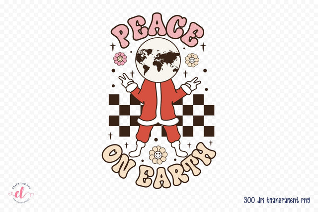 Peace on Earth - Retro Christmas Sublimation Sublimation CraftLabSVG 