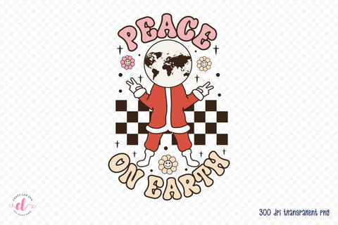Peace on Earth - Retro Christmas Sublimation Sublimation CraftLabSVG 