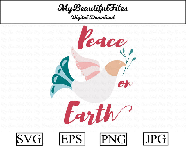 Peace on earth sign with dove SVG MyBeautifulFiles 