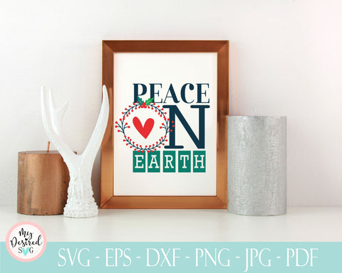 Peace on Earth, Silhouette or Cricut, Winter Clip Art, Merry Christmas SVG, Christmas SVG, tis the season svg, peace sign, holy family, eps SVG MyDesiredSVG 
