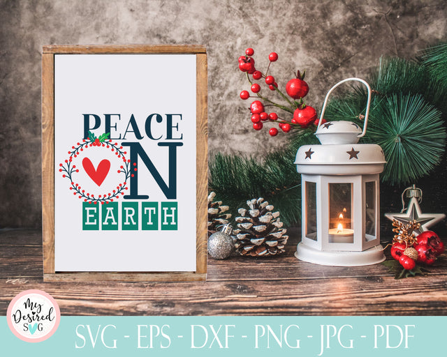 Peace on Earth, Silhouette or Cricut, Winter Clip Art, Merry Christmas SVG, Christmas SVG, tis the season svg, peace sign, holy family, eps SVG MyDesiredSVG 