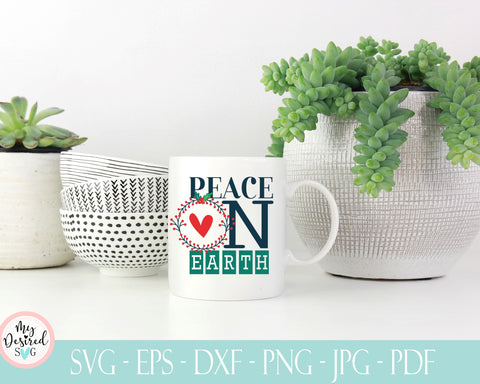 Peace on Earth, Silhouette or Cricut, Winter Clip Art, Merry Christmas SVG, Christmas SVG, tis the season svg, peace sign, holy family, eps SVG MyDesiredSVG 