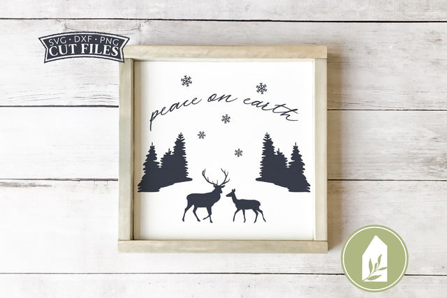 Peace on Earth SVG Files | Farmhouse Christmas Deer SVG SVG LilleJuniper 
