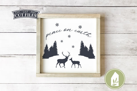 Peace on Earth SVG Files | Farmhouse Christmas Deer SVG SVG LilleJuniper 