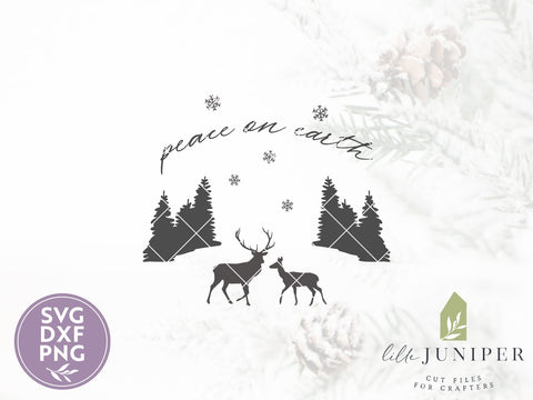 Peace on Earth SVG Files | Farmhouse Christmas Deer SVG SVG LilleJuniper 