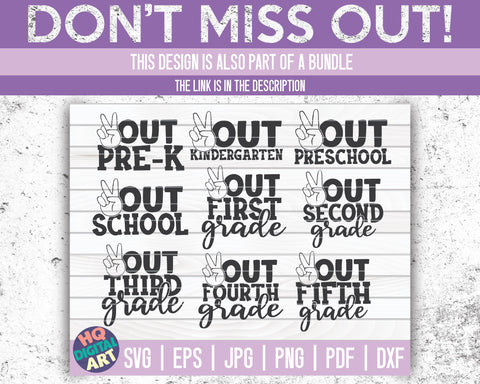 Peace out pre-k SVG | Last day of school quote SVG HQDigitalArt 