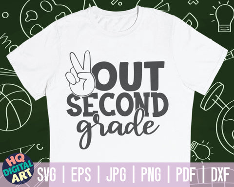 Peace out second grade SVG | End of school quote SVG HQDigitalArt 