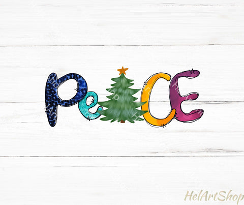 Peace Png, Sublimation png, Doodle Christmas Shirt Png Sublimation _HelArtShop_ 