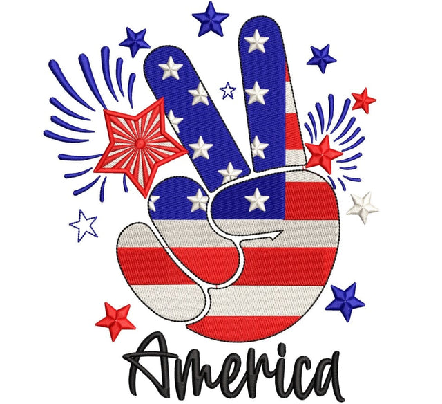 Peace sign 4th of July Patriotic embroidery. Embroidery/Applique DESIGNS ArtEMByNatalia 