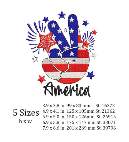 Peace sign 4th of July Patriotic embroidery. Embroidery/Applique DESIGNS ArtEMByNatalia 