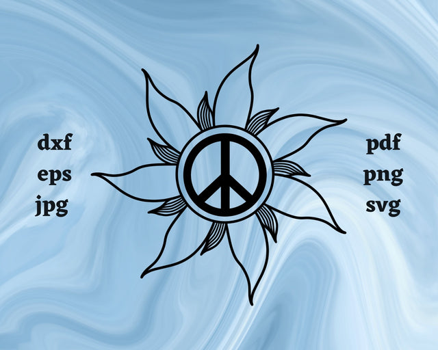 Peace Sign Sun SVG Cut File SVG Northern Light SVG 