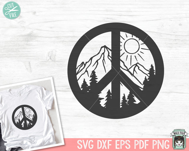 Peace Sign SVG, Adventure SVG, Mountain Scene SVG, Camping svg, Peace Sign Clipart, Forest svg, Hiking svg, Outdoors svg, Peace Sign png SVG Wild Pilot 