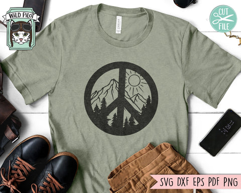 Peace Sign SVG, Adventure SVG, Mountain Scene SVG, Camping svg, Peace Sign Clipart, Forest svg, Hiking svg, Outdoors svg, Peace Sign png SVG Wild Pilot 