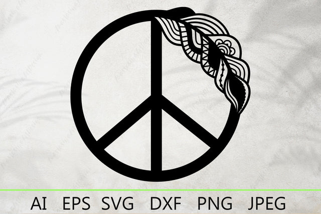 Peace sign svg, Boho peace symbol with feather, Hippie svg design SVG AnastasiyaArtDesign 