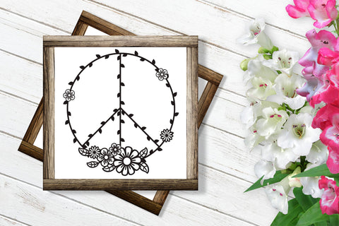Peace Sign SVG Floral Design, Floral Peace Symbol PNG, Summer Peace Sign Home Design SVG Elinorka 