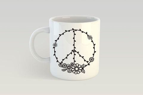 Peace Sign SVG Floral Design, Floral Peace Symbol PNG, Summer Peace Sign Home Design SVG Elinorka 