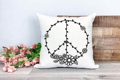 Peace Sign SVG Floral Design, Floral Peace Symbol PNG, Summer Peace Sign Home Design SVG Elinorka 