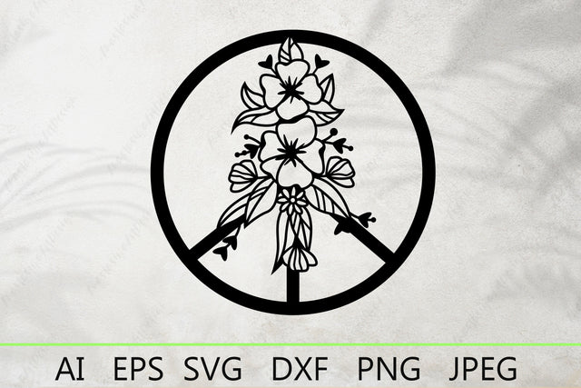 Peace sign svg, Flower peace symbol cut file, Hippie svg design SVG AnastasiyaArtDesign 