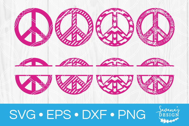 Peace Sign Symbols Split Monogram Bundle SVG SavanasDesign 