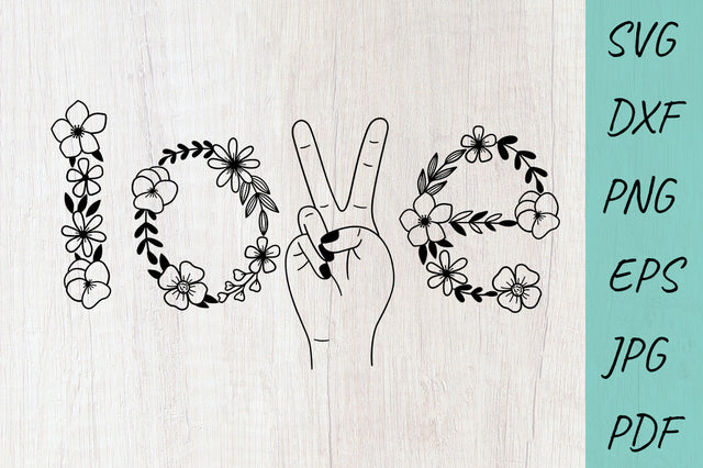 Peace sign, Wildflowers SVG, Flower svg, Love SVG SVG Irina Ostapenko 