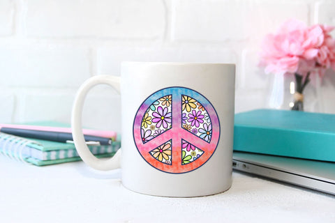 Peace Sign with Flowers PNG for Sublimation Sublimation B Renee Design 
