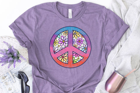 Peace Sign with Flowers PNG for Sublimation Sublimation B Renee Design 