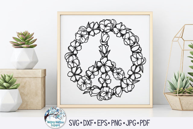 Peace Sign with Flowers SVG SVG Wispy Willow Designs 