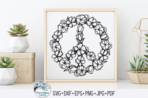 Peace Sign with Flowers SVG SVG Wispy Willow Designs 