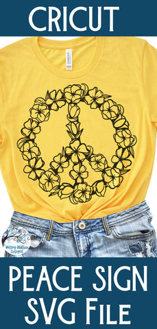Peace Sign with Flowers SVG SVG Wispy Willow Designs 
