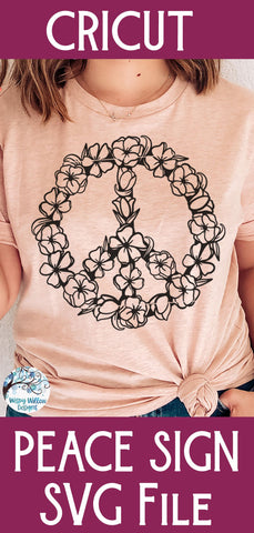 Peace Sign with Flowers SVG SVG Wispy Willow Designs 