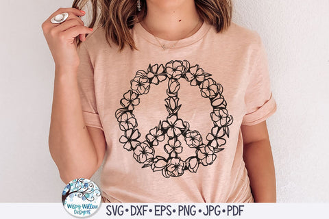 Peace Sign with Flowers SVG SVG Wispy Willow Designs 