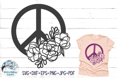 Peace Sign with Flowers SVG SVG Wispy Willow Designs 