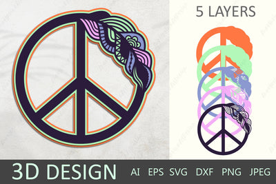Peace symbol svg, 3D layered papercutting svg, Hippie svg SVG AnastasiyaArtDesign 