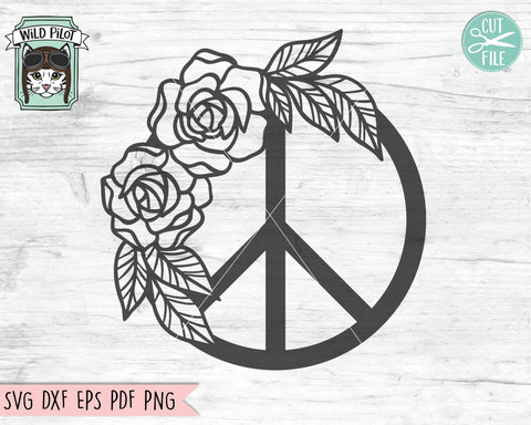 Peace Symbol SVG, Peace Sign SVG File, Peace SVG, Peace Cut File, Peace Flowers SVG, Peace Floral Cut File, Peace Symbol with Flowers SVG SVG Wild Pilot 