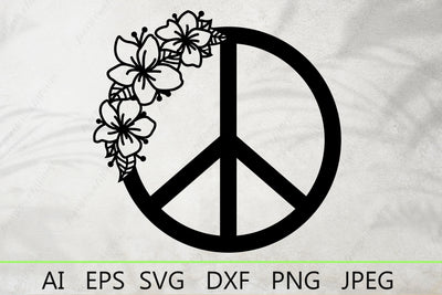 Peace symbol with flowers svg, Hippie peace sign svg SVG AnastasiyaArtDesign 
