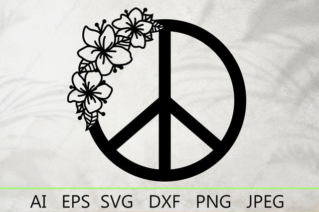 Peace symbol with flowers svg, Hippie peace sign svg SVG AnastasiyaArtDesign 
