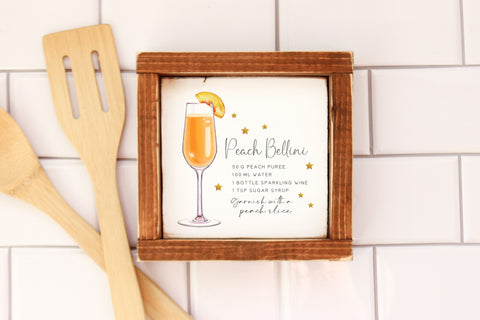 Peach Bellini Cocktail Recipe Sublimation File Sublimation Design Owl 