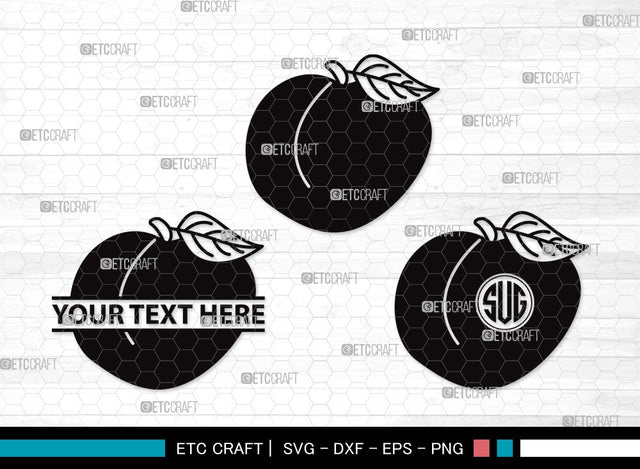 Peach Fruit Monogram SVG Cut File | Peach Svg | Fruit Svg | Peach Slice Svg | Peach Bundle | Summer SVG | Peach Clipart SVG ETC Craft 