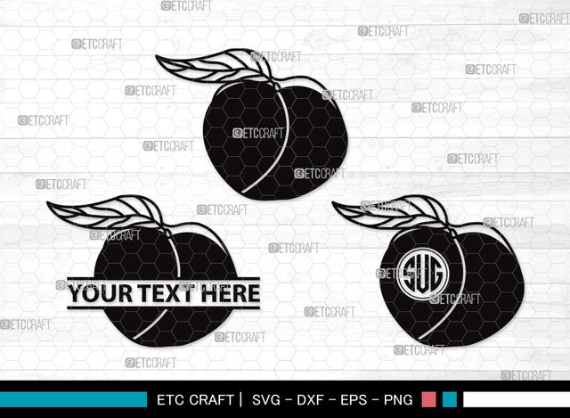 Peach Fruit Monogram SVG Cut File | Peach Svg | Fruit Svg | Peach Slice Svg | Peach Bundle | Summer SVG | Peach Clipart SVG ETC Craft 