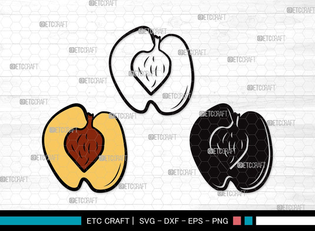 Peach Fruit Monogram SVG Cut File | Peach Svg | Fruit Svg | Peach Slice Svg | Peach Bundle | Summer SVG | Peach Clipart SVG ETC Craft 