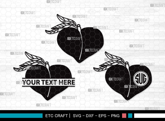 Peach Fruit Monogram SVG Cut File | Peach Svg | Fruit Svg | Peach Slice Svg | Peach Bundle | Summer SVG | Peach Clipart SVG ETC Craft 