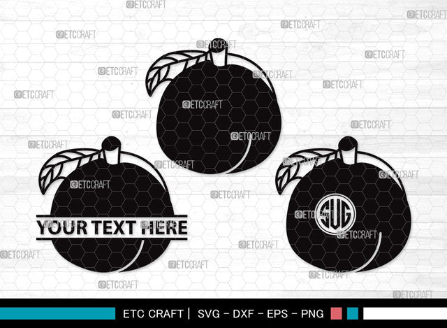 Peach Fruit Monogram SVG Cut File | Peach Svg | Fruit Svg | Peach Slice Svg | Peach Bundle | Summer SVG | Peach Clipart SVG ETC Craft 