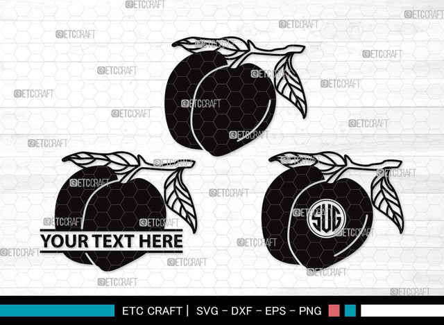 Peach Fruit Monogram SVG Cut File | Peach Svg | Fruit Svg | Peach Slice Svg | Peach Bundle | Summer SVG | Peach Clipart SVG ETC Craft 