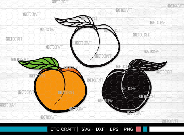 Peach Fruit SVG Cut File | Peach Svg | Fruit Svg | Peach Slice Svg | Peach Bundle | Summer SVG | Peach Clipart SVG ETC Craft 
