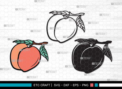Peach Fruit SVG Cut File | Peach Svg | Fruit Svg | Peach Slice Svg | Peach Bundle | Summer SVG | Peach Clipart SVG ETC Craft 